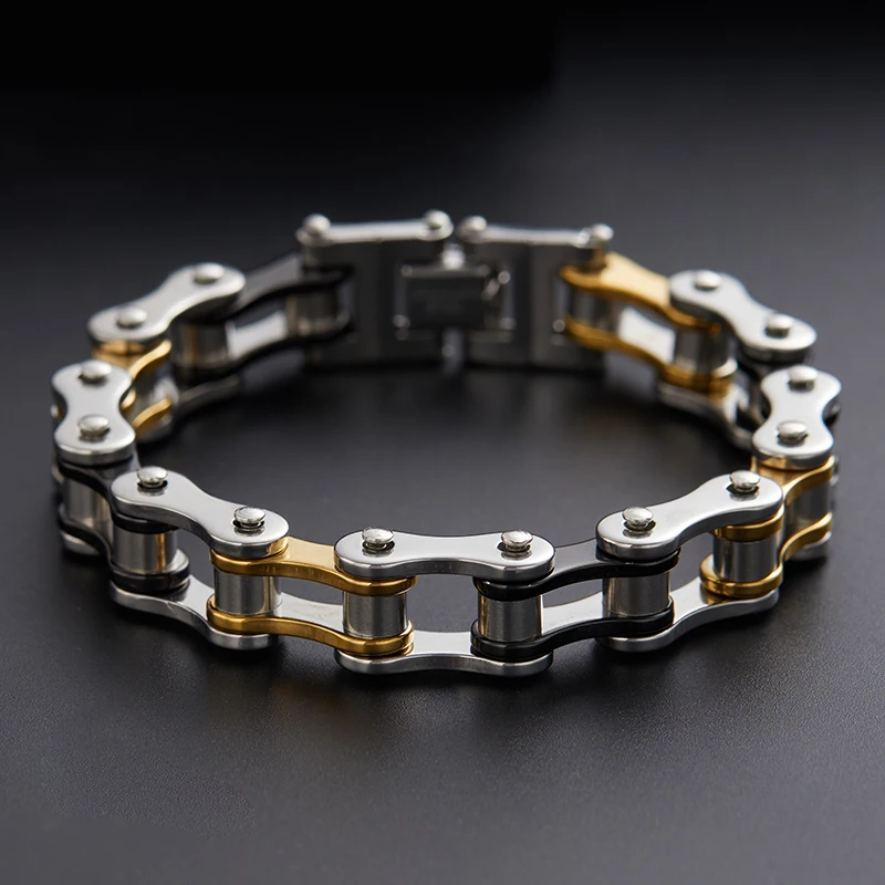 Biker Bicycle Motorcycle Chain Bracelet for Men Bangle Punk Jewelry Men Fashion Titanium Steel Bracelet Birthday Couple Gift