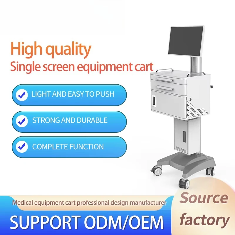 Industrial medical laptop Durable metal mobile hospital workstation on wheels