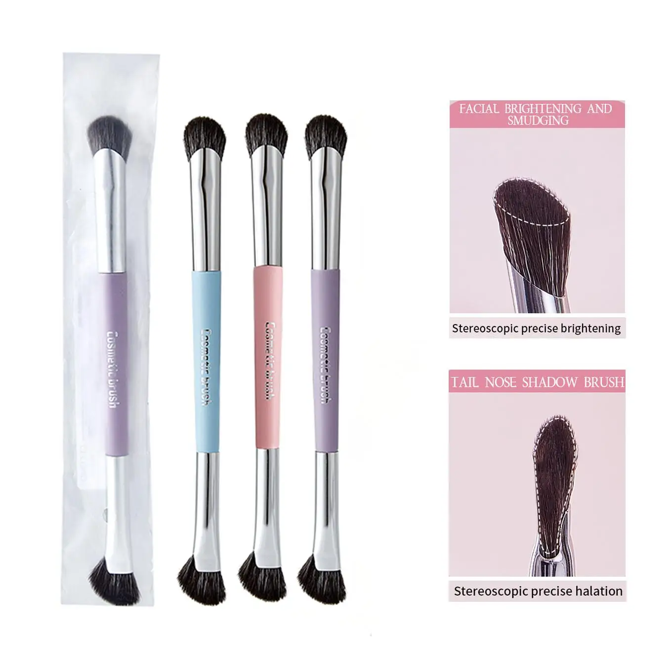 Double-Headed Contouring Brush Eye Shadow Brush Detail Highlight Brush Soft Hair Makeup Brush Beauty Tool