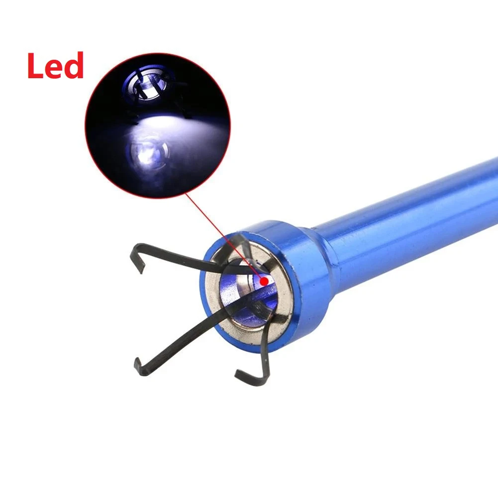 Magnetic Pick Up Tool 1 Pcs 4 Claw 62cm Accessories Alloy Blue Claw Flexible Grabber Hand Tools LED Light Picker