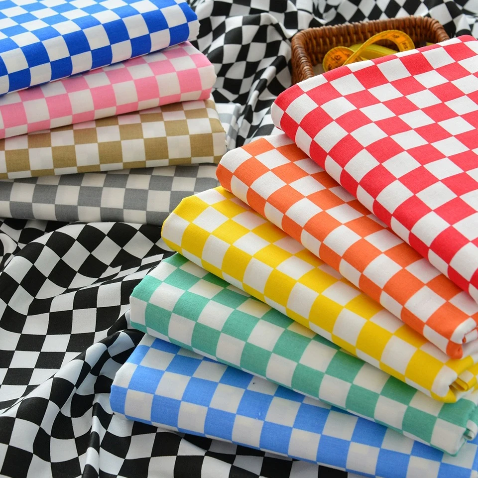 Colorful Checkered cotton Chess Fabric For Clothes Coat Classic Plaid Print DIY Handmade Fabric Tablecloths Sewing Accessori