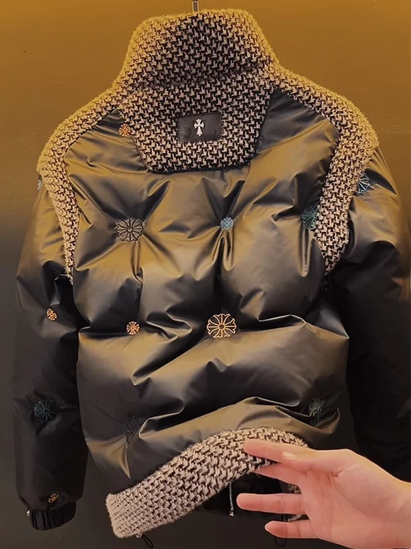 

Мужская зимняя куртка-пуховик премиум-класса с воротником-стойкой, новая модель, теплая верхняя одежда, утепленная белым пухом, морозостойкая, утолщенная