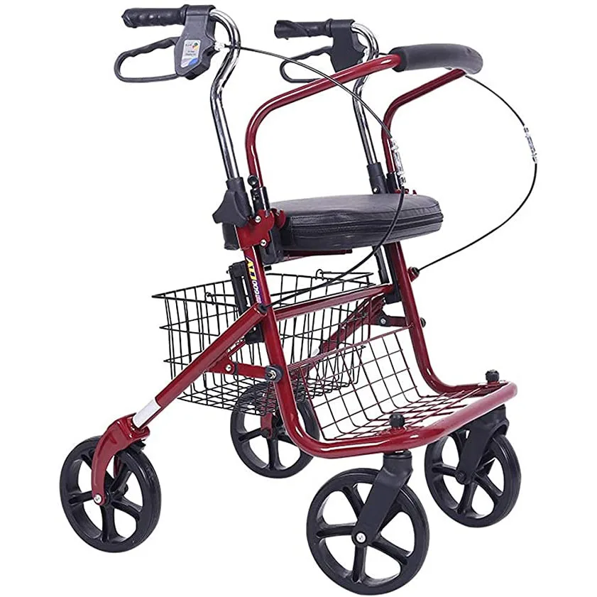 Top Selling Portable Elderly Shopping Carts with Brake, Can Load 100KG, Foldable Seniors Wheelchair Rollator Walker
