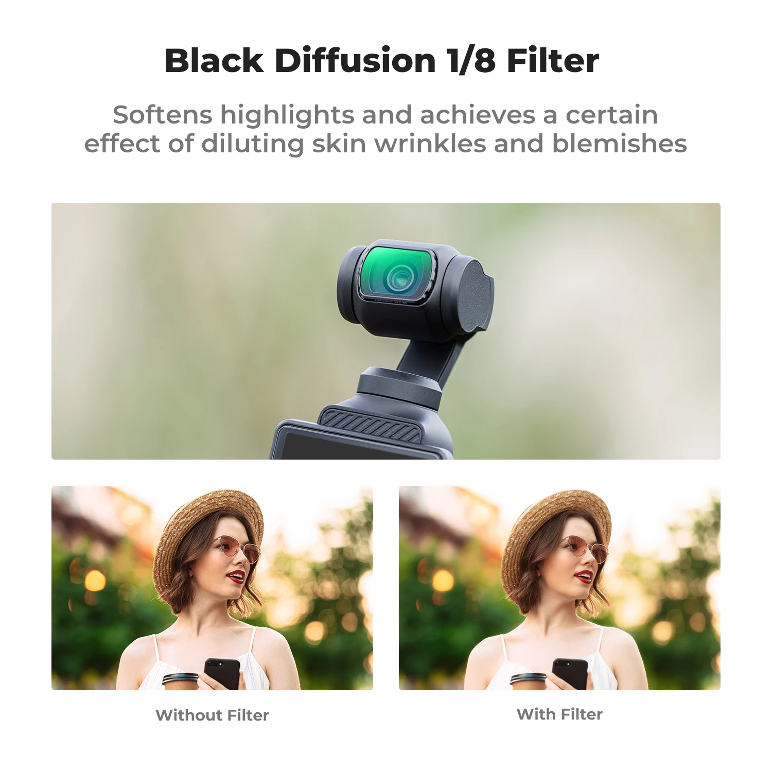 Imagem -02 - Concept-filtro de Difusão Preto para Dji Osmo Pocket Revestimento Múltiplo à Prova de Água Filtro de Lente de Câmera de Ação k & f