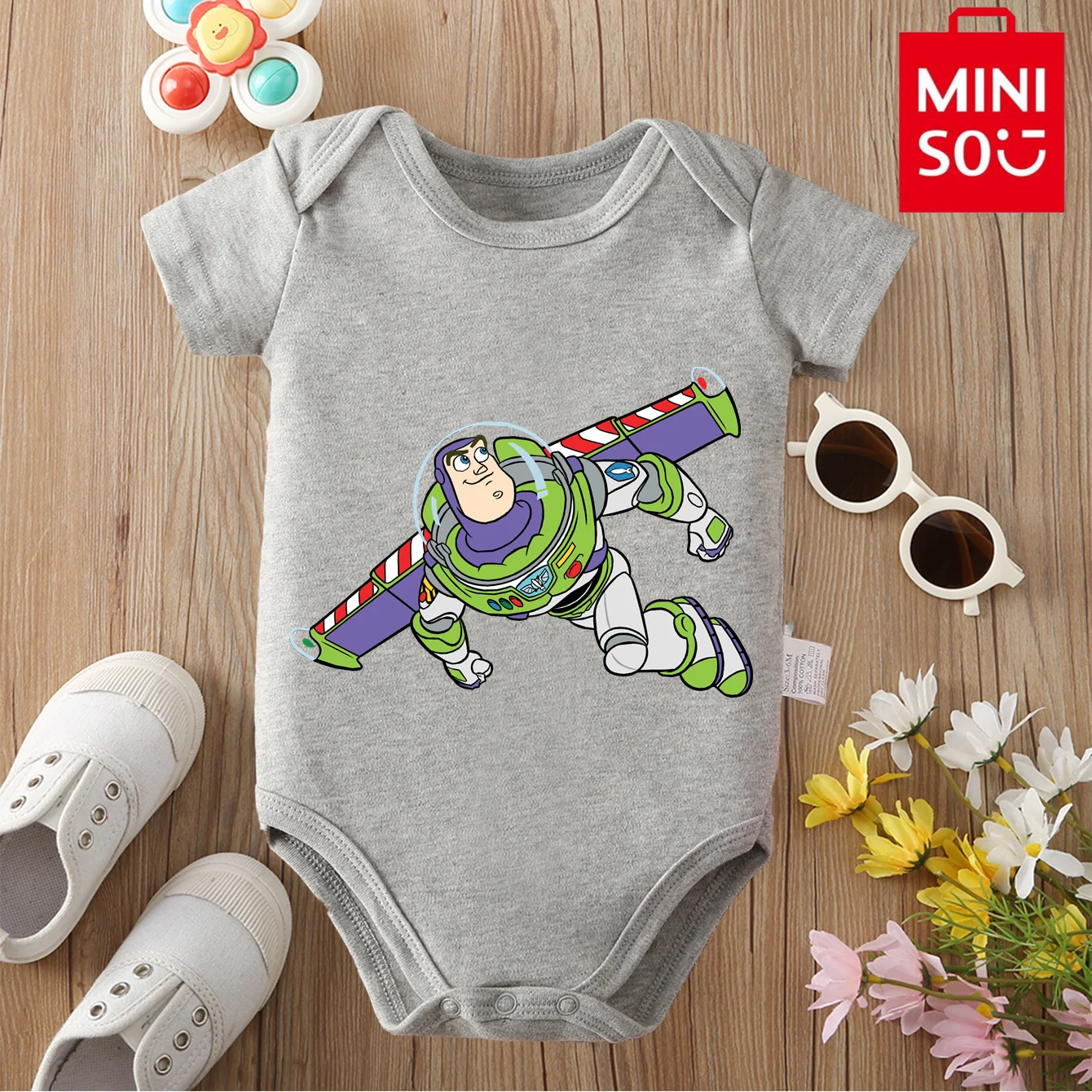

MINISO ToyStory/Buzz Print 100% Cotton Bodysuit Soft Baby Cloths Best Gift for Baby Onesie Jumpsuit for 0 To 12 Months Newborn