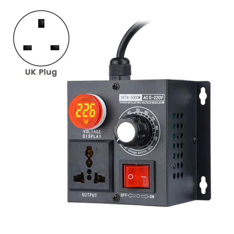AS94-Variable Voltage Regulator 5000W Speed Temperature Light Voltage Uelatic Pressure Controller UK Plug