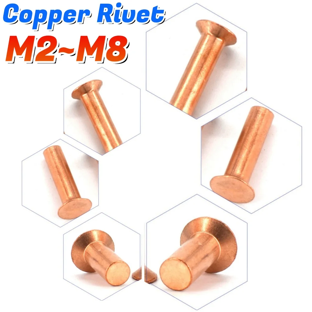 Beicai 3pcs~100pcs GB869 M2 M2.5 M3 M4 M5 M6 M8 Copper Countersunk Rivets Copper Solid Self Plugging Rivet
