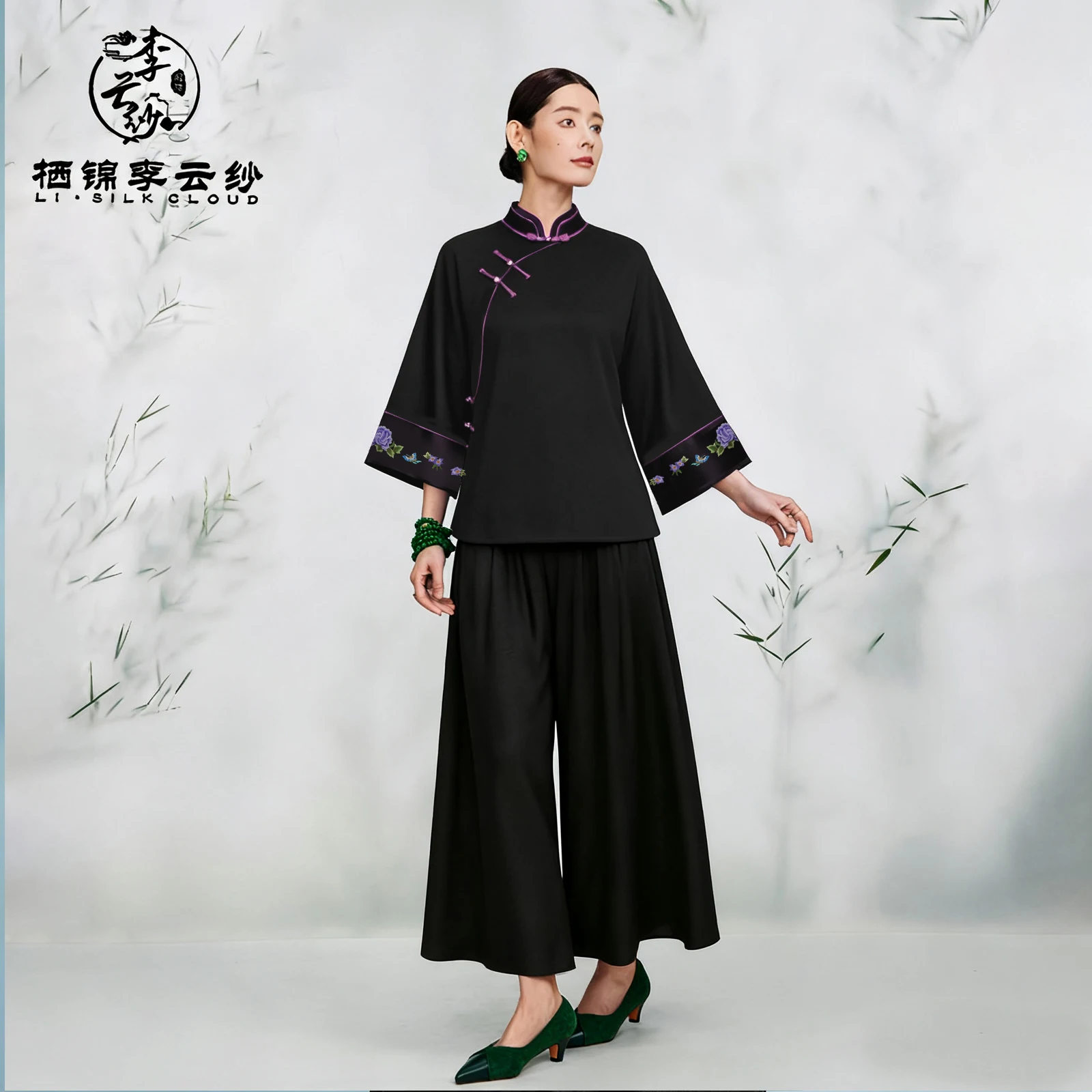 

Пальто LI SILK CLOUD xiangyunsha — тяжелые атласные декоративные пуговицы в китайском стиле, классическая верхняя одежда, Гуандун, черный жемчуг, Gambiered