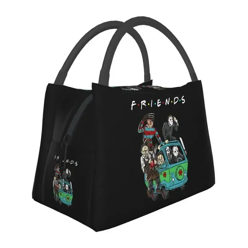 Horror Movie Friends Character Insulated Lunch Bags for Women Portable Halloween Thermal Cooler Lunch Tote Office Picnic Travel