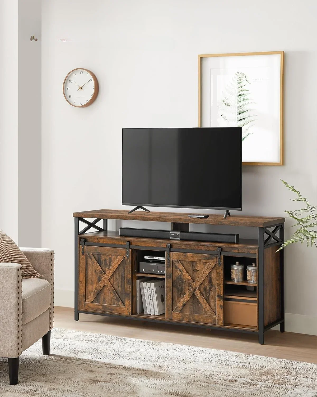 TV Stand for 65 Inch TV, Entertainment Center, TV Table and Console, TV Cabinet with Adjustable Shelves, Industrial Design