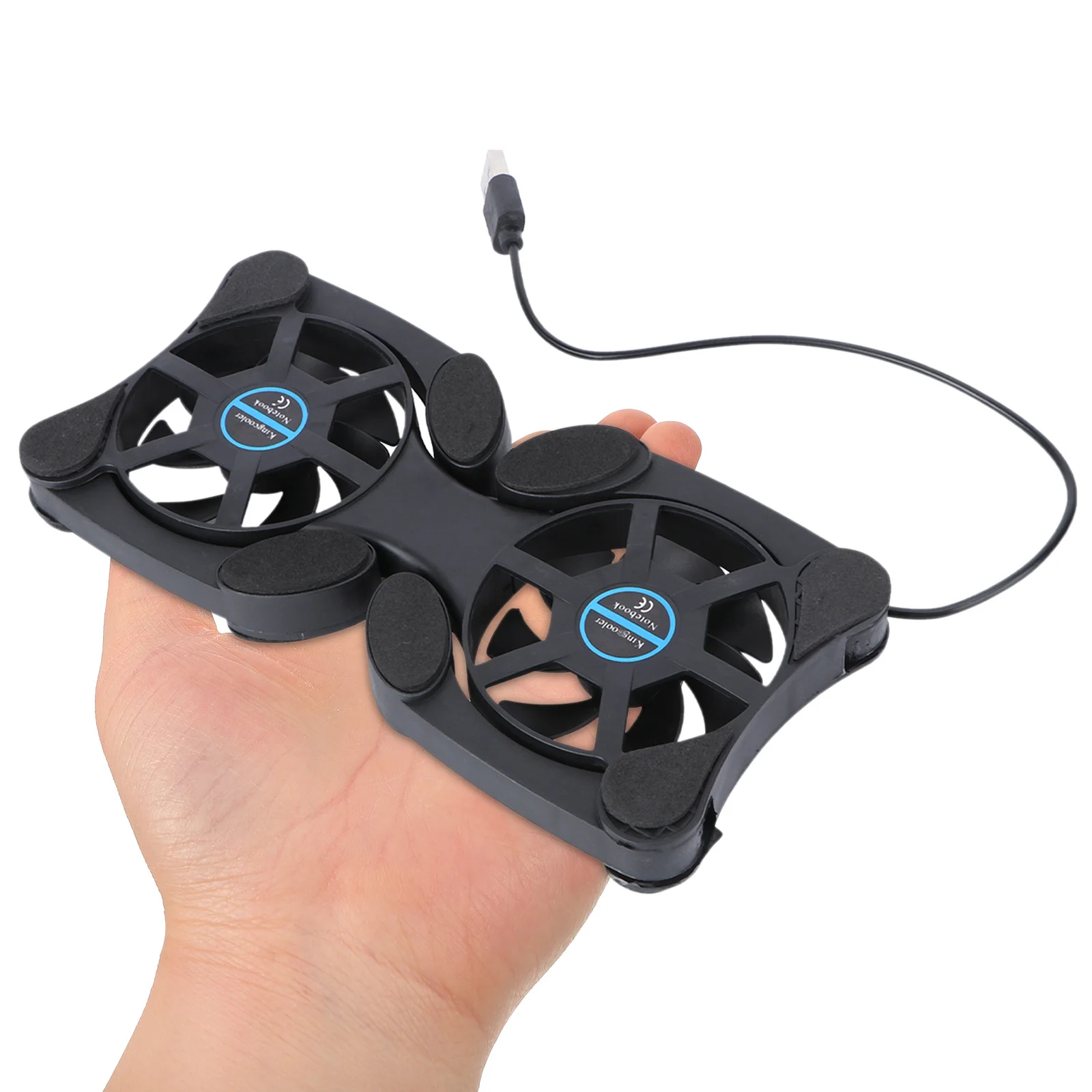 

2 Fans Laptop Cooling Pad Foldable Portable Usb Powered Notebook Cooler 70Mm Quiet Cooling Fan Energy Saving Black