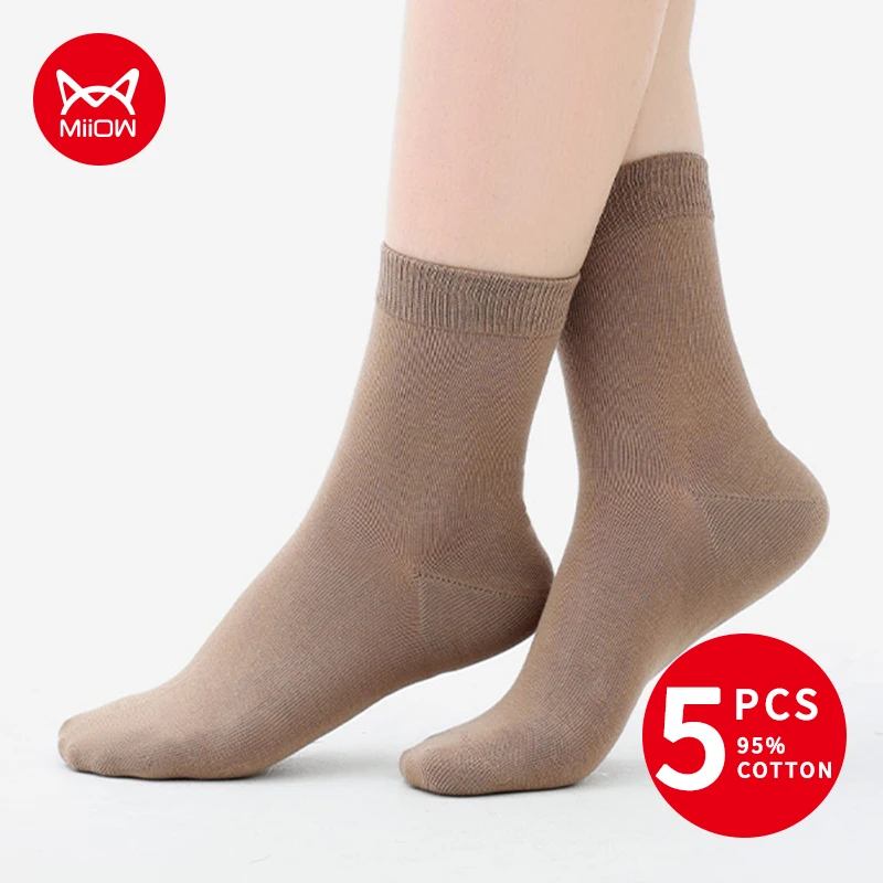 MiiOW Candy Color Mid Tube Sock 5-Pair Set Antibacterial Breathable Sports Socks  Softness Mid Tube Sock Suitable for Daily Use
