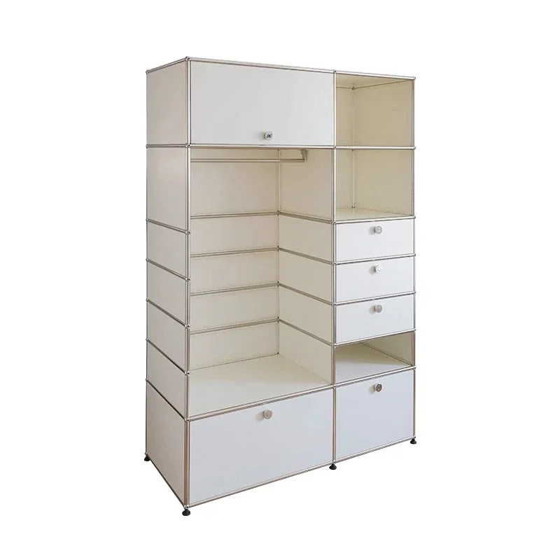 

Wardrobe medieval module stainless steel combination cabinet ins modern simple household small apartment