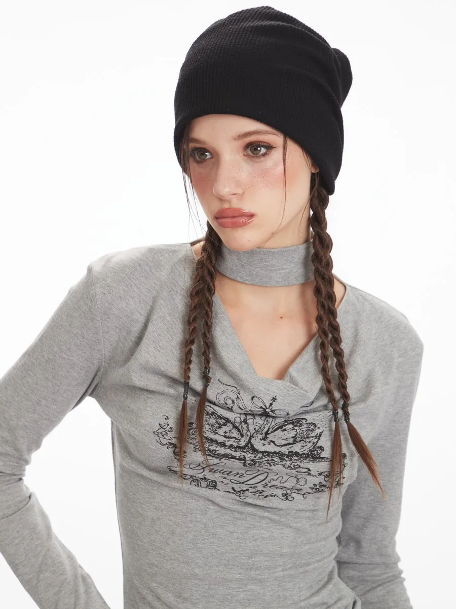 

Halter Crew Neck Hollow Out Trends Printed Womens Girl's Inner T-Shirts Tees Fitness Long Sleeve Slim Fit Office Elegant Tops