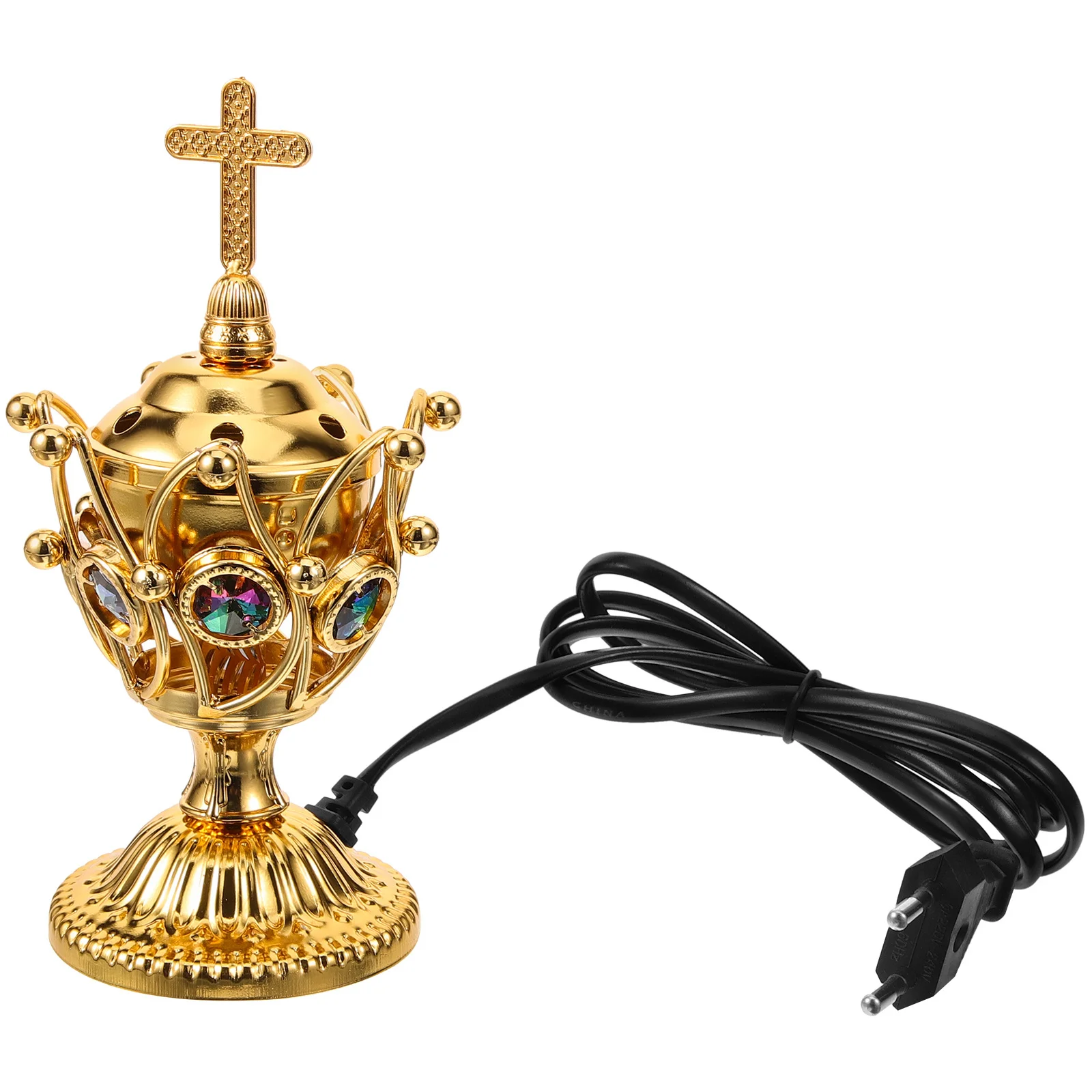

Metal Incense Burner Electric Vintage Plug In Censer Ornament For Home Office Yoga Room Decor Aroma Burner Holder