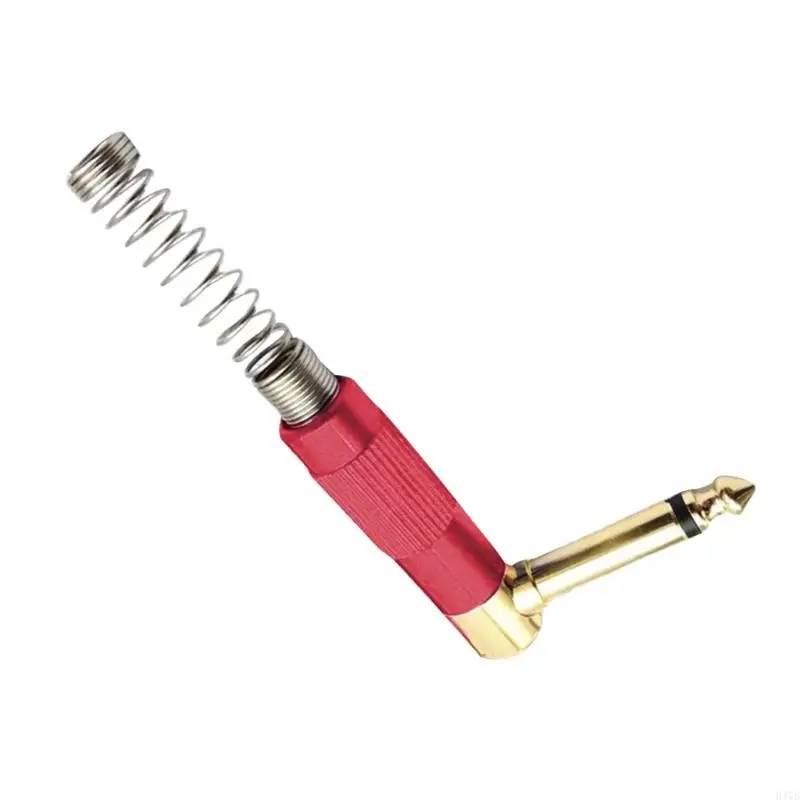 H37B 1/4 "AUX AUX 6.35 mm Mono Mono Conector Adaptador resorte 90 grados Adaptador enchufe guitarra para amplificadores