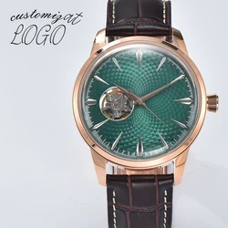 NH38 Watch Customized logo Men Watch Cocktail Automatic Watch Double Dome Sapphire Crystal Case open heart HN38 Movement