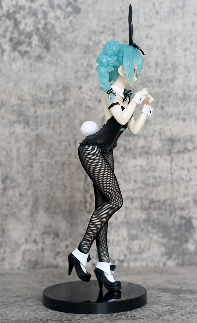 Anime Hatsune Miku Kawaii Biexin Bunny Black Silk Figure Cartoon Statue Pvc Action Figurine Car Desktop Ornament Model Toys Gift