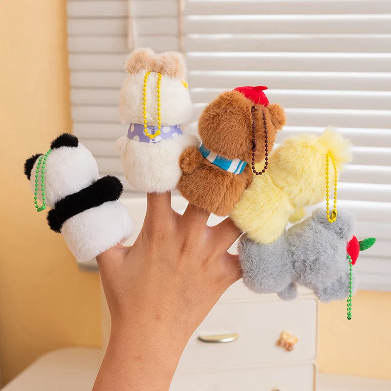 8cm Cute Interactive Finger Puppet Plush Pendant Keychain Otter Penguin Rabbit Bear Chick Koala Pig Panda Doll Storytelling Toy