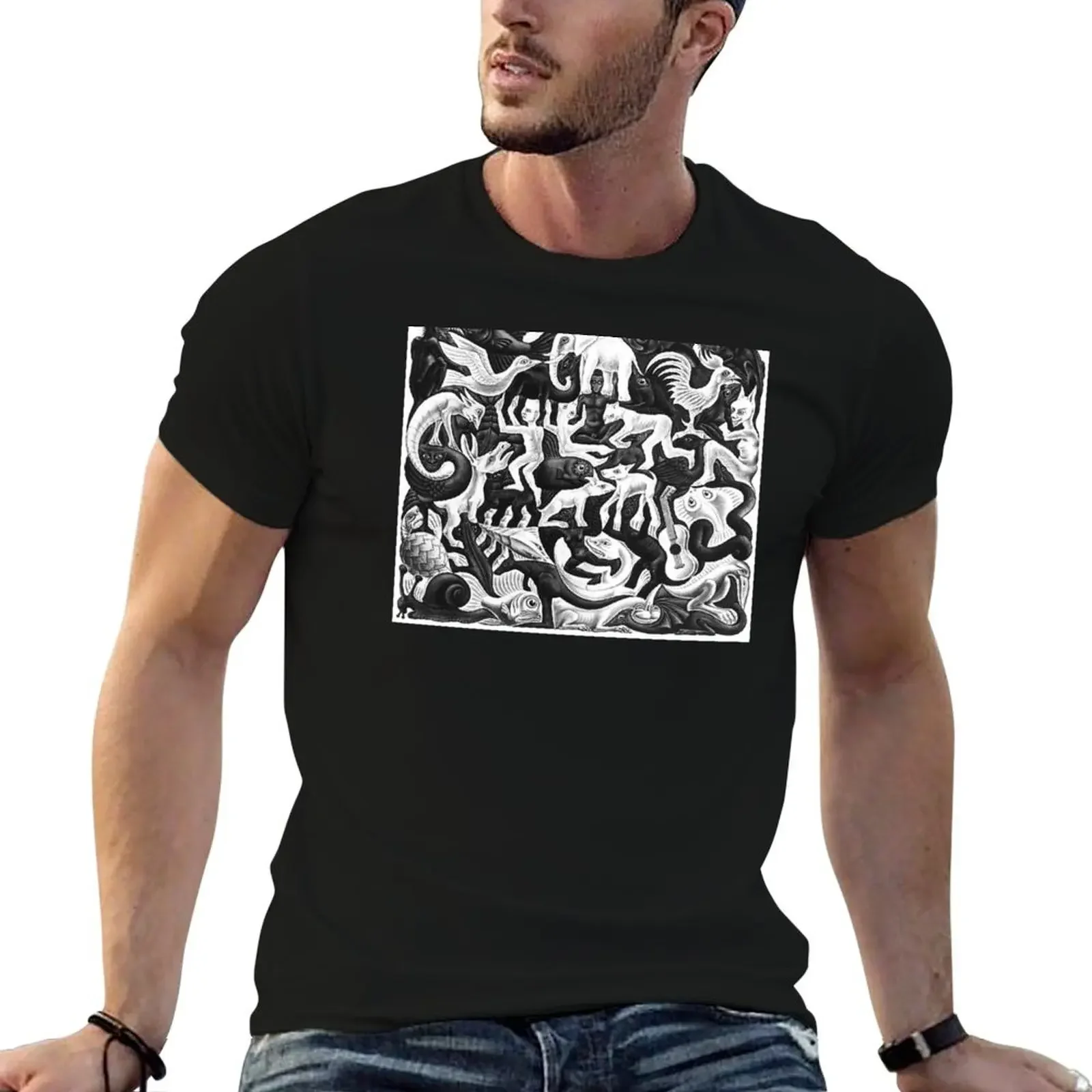 Mc Escher T-Shirt graphic shirts plain summer top tops mens plain t shirts