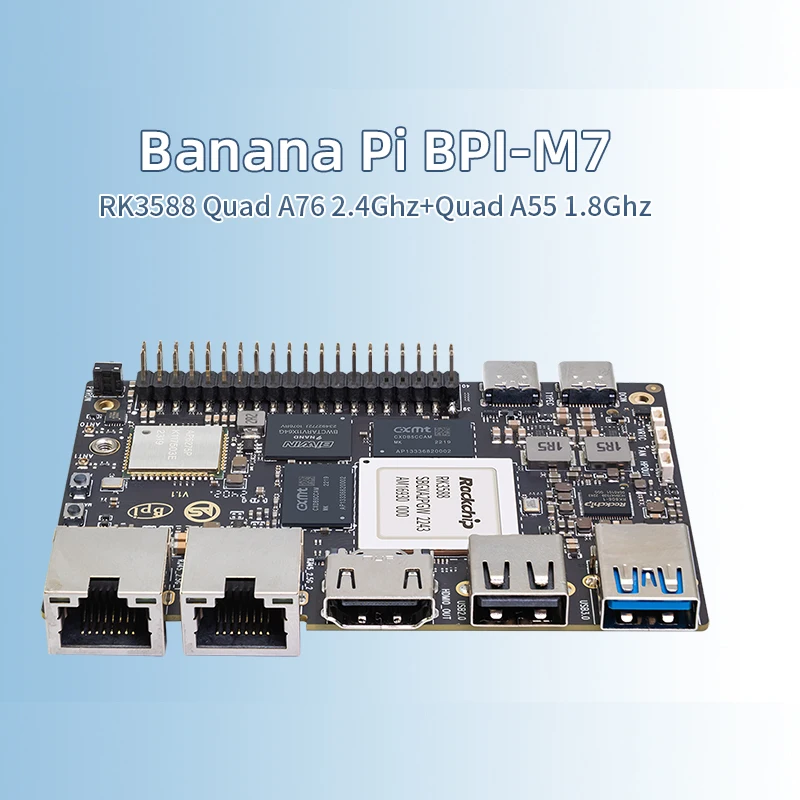 banana pi m7 rockchip rk3588 mali g610mc4 gpu gb 16 gb 32gb ram lpddr4x 64 gb 128 gb suporte emmc wifi6 bt52 dual 25g sbc 01