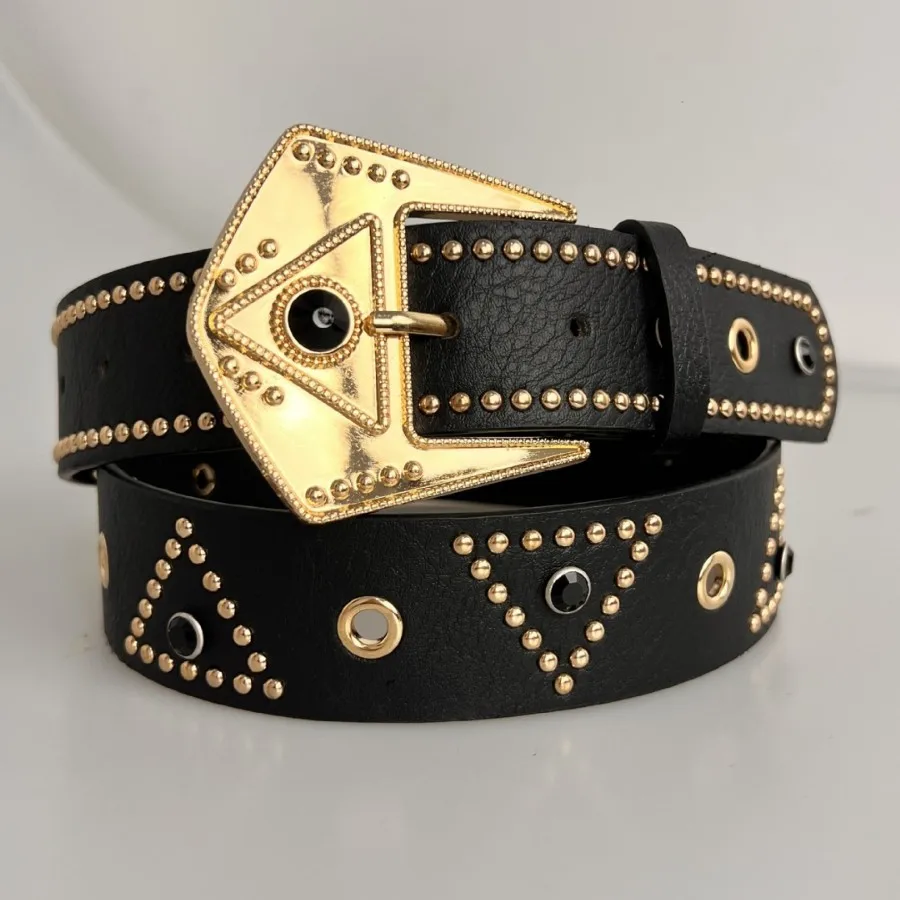 New Studded Rhinestone Punk Hiptop Heavy-Duty Court-Style Belt, A Popular European And American Cross-Border Item