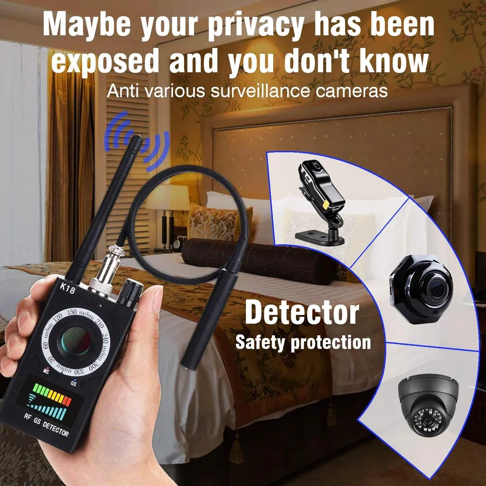 Anti-Spy Detector Auto Alarm Artificial Intelligent rf detectors Hidden Camera Radio Frequency Detector Finder GPS Tracker PQ620