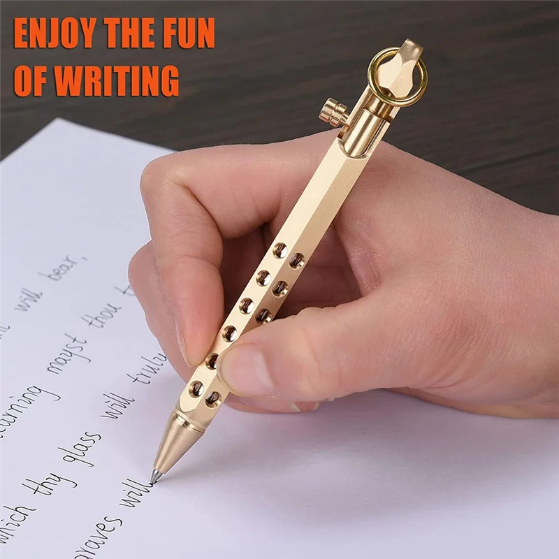 قلم Gfc-Bolt Action Pen قلم معدني من النحاس الصلب مع 2 عبوات حبر أسود، مع صندوق هدايا للتخرج وأعياد الميلاد (Retro A)