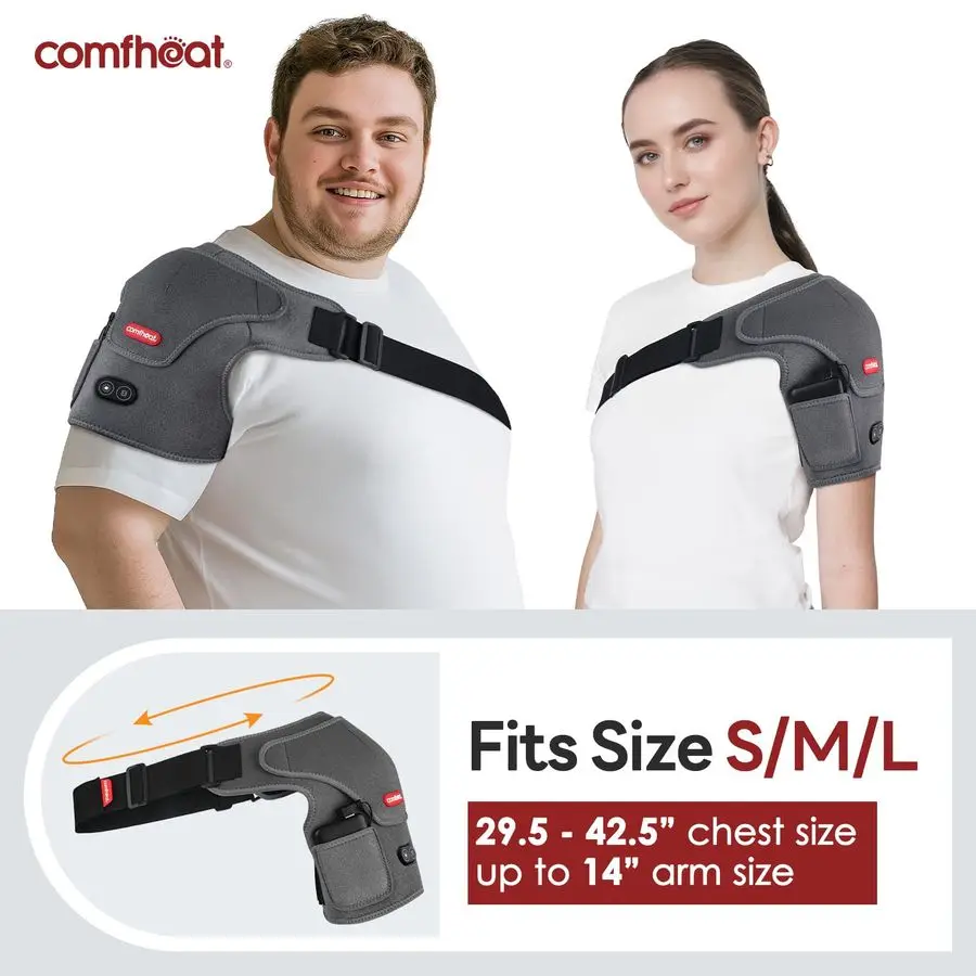 

Shoulder Heating Pad with Vibration Massage for Frozen Shoulder Rotator Cuff Pain Relief, 5000mAh Battery Powered Heated Shoulde