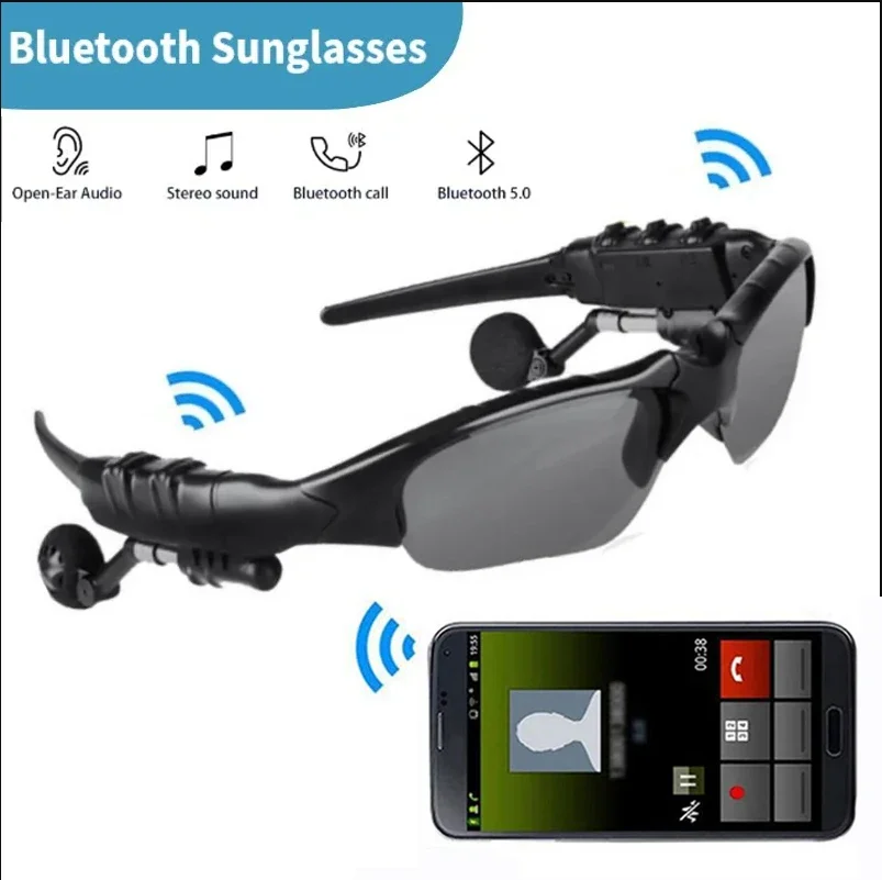 Drahtlose Bluetooth 5.0-Sonnenbrillen-Kopfhörer, genießen Sie Musik, wasserdicht, Freisprechen, Outdoor-Sport-Headset mit Geräuschunterdrückung