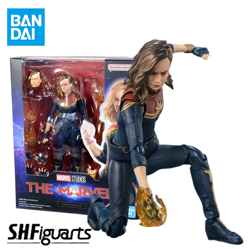 

In Stock Bandai S.H.Figuarts Captain Marvel (The Marvels) Model Kit Anime Action Fighter Finished Model Gift for Children Kid