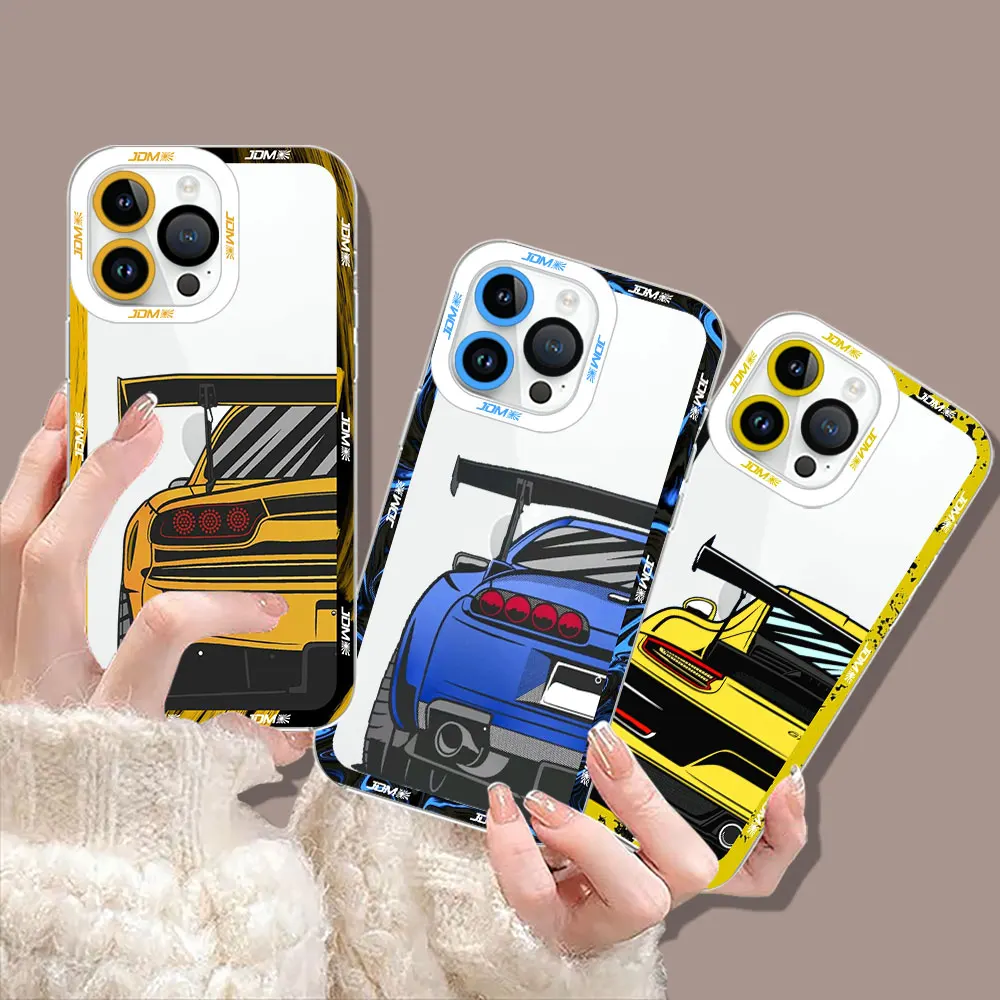 Tokyo JDM Drift Sports Car Phone Case For Apple iPhone 15 14 13 12 11 XS Pro Max 16 8 7 Plus X XR SE Transparent Cover Cqoue