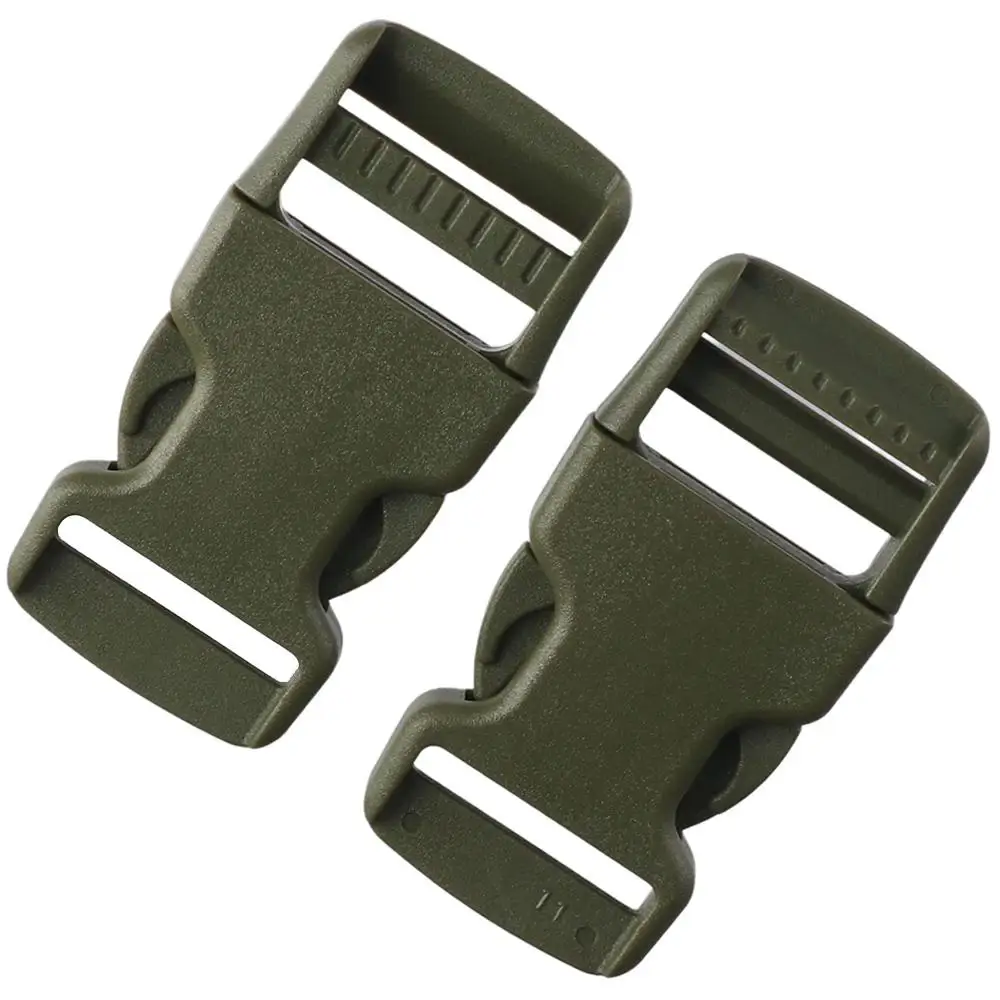 

10Set Plastic Buckles Straps Set Luggage Strap Buckle Army Green 25mm Snap Clasp Replacement Slide Clip Set for Backpack