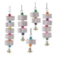 Stone Mineral for Ornament Parrot Pet Supplies Bird Cage Toy Grinding Stone Flower Shape Chew Bite Hang Style Parakeet Toy 1Pc
