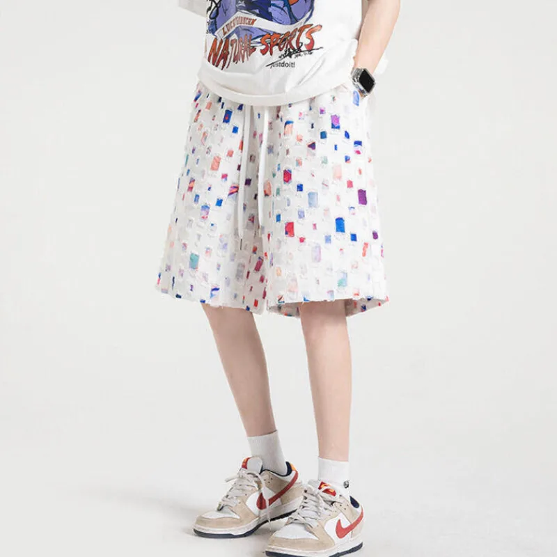 الصيف القطن السراويل الرجال الملونة منقوشة السراويل الرجال الشارع الشهير الهيب هوب فضفاض الجوف خارج السراويل الرجال شورتات للبحر حجم كبير 5XL #4