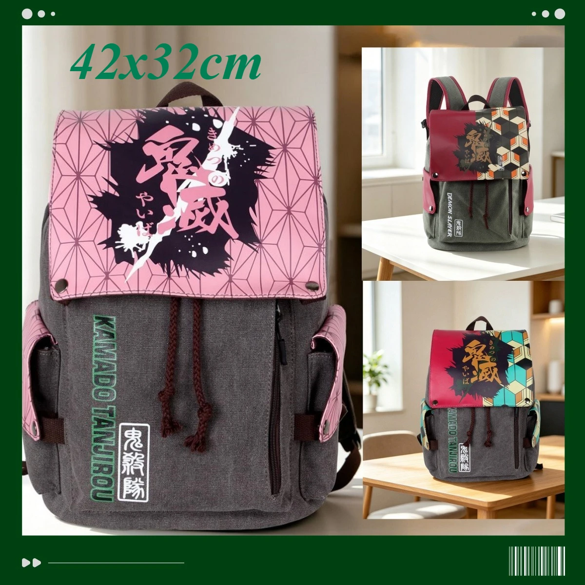 Demon Slayer Canvas Backpack Large Capacity 14 Inch Laptop Computer Bag Casual  Travel Mini Backpack Anime School for Students