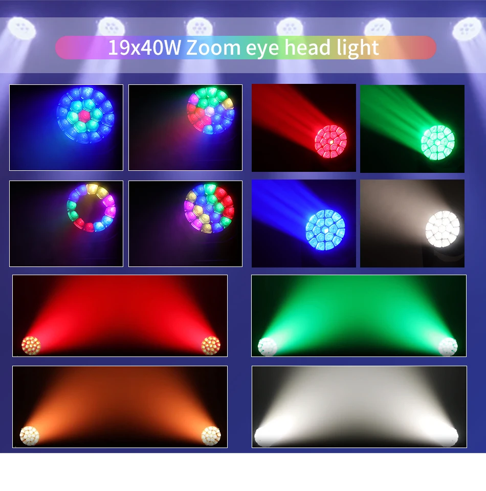 aicpose 19x40W RGBW Bee Eyes Moving Head Light Beam Washing Light geeignet für Hochzeiten, Bars, Clubs, Partys, DJ-Bühnenlichter – Detail 7