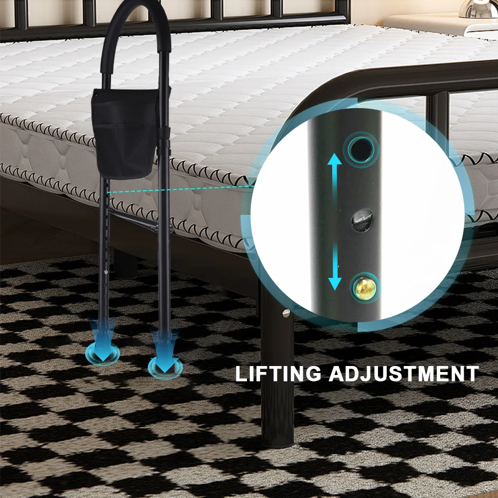 مصنع السكك الحديدية بجانب السرير، مقبض مساعد الوقوف، قضيب أمان للسرير قابل للتعديل لكبار السن #3