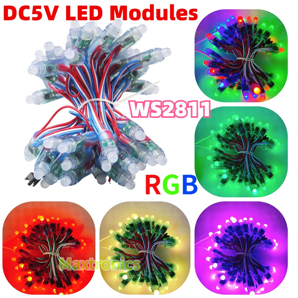 

DC5V LED Pixels Module 2811 IC RGB Full Color 12mm Pixels Digital Addressable Dream Color IP68 Waterproof Point Light for Decor