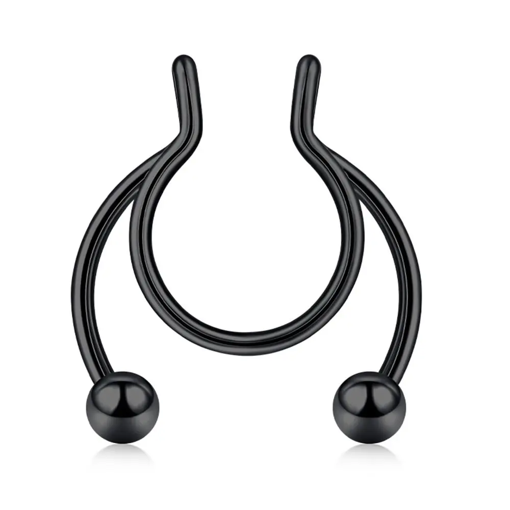 Women Colorful Fake Septum Jewelry Nose Ring Non Piercing Stainless Steel