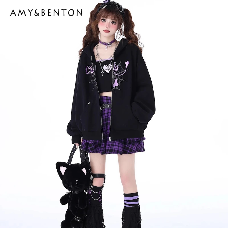 

Spring Autumn New Women's Clothing Original Design Hoodies Cartoon Print Sweet Cute Sweatshirt Loose Versatile Thin Coat Ladies
