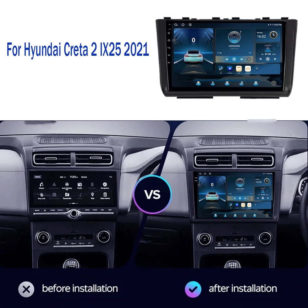 Car Radio Android 16 Carplay For Hyundai Creta 2 IX25 2020 2021 Multimedia Video Player Navigation GPS Stereo Head Unit No 2din
