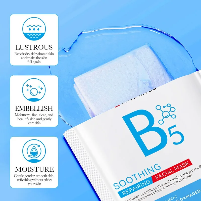 10PCS Vitamin B5 Repairing Facial mask hyaluronic Acid Moisturizing Repair Damage Skin Essence Nourish Korea Skin Care Products