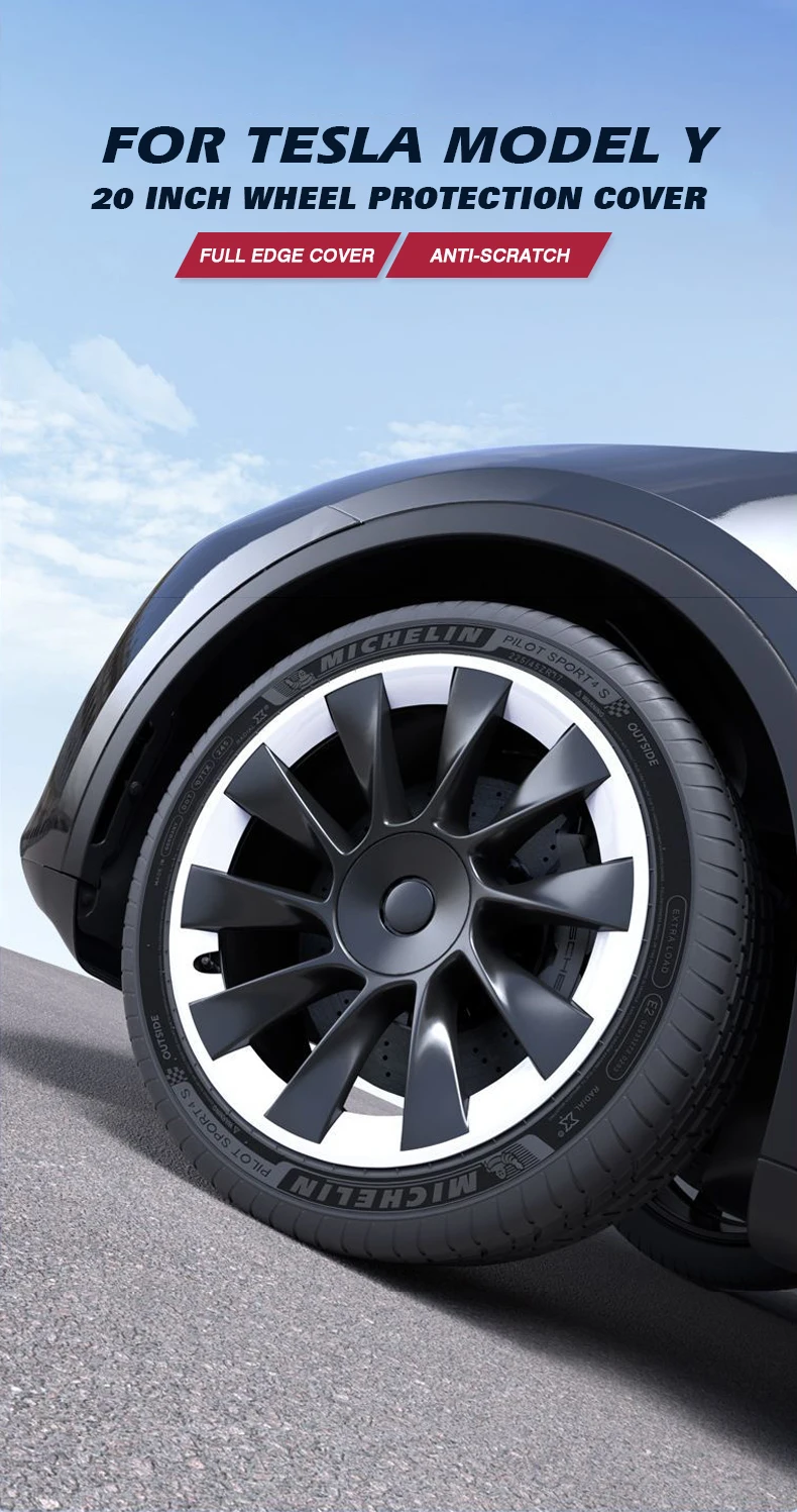 4PCS Für Tesla Modell Y 20 Zoll Radnabe Schutz Ring Leistung Patch Protektoren Ersatz Vollrand Zubehör 2020-2024 – Detail 5