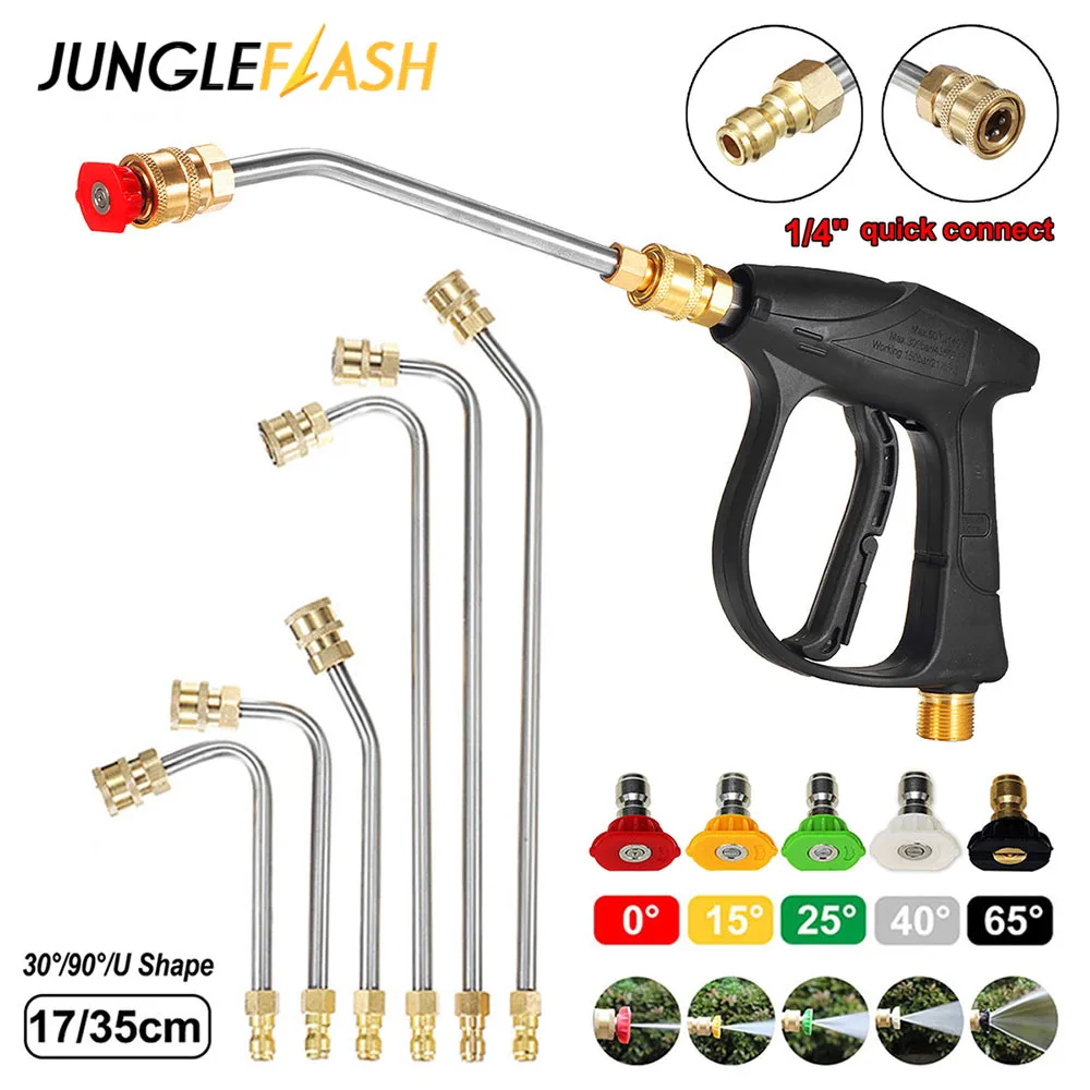 Washing Accessories High Pressure Cleaner Gun with 5 Nozzles Cleaning 30°/45°/90°/U Shape Extension Spray Wand Spray Water Gun