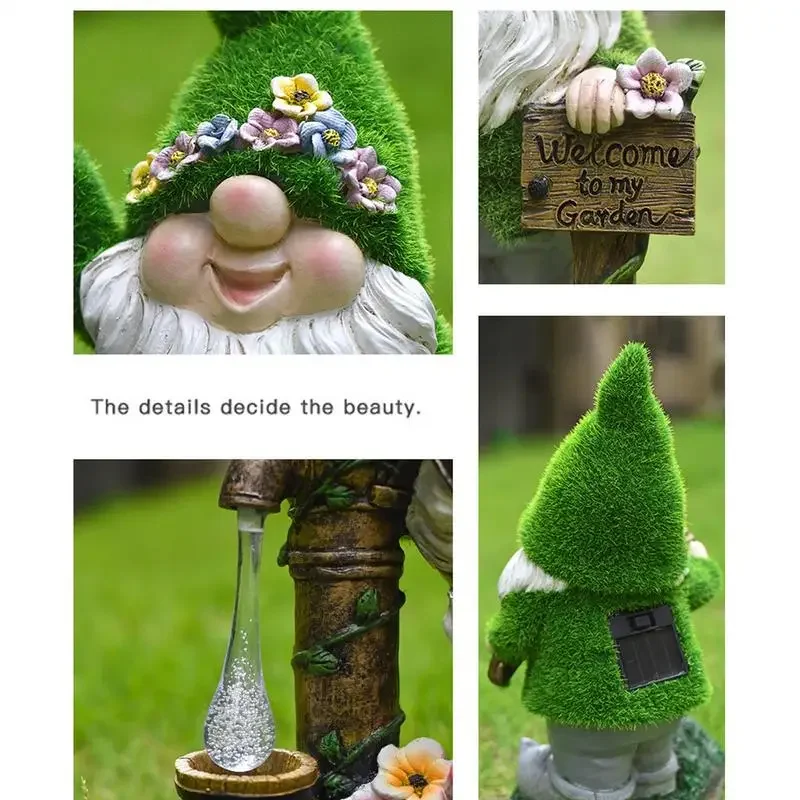 Gnomes Decorations For Yard Solar Cute Garden Gnome With Lantern Landscape Lighting Solar Powered Dwarf Garden Statue