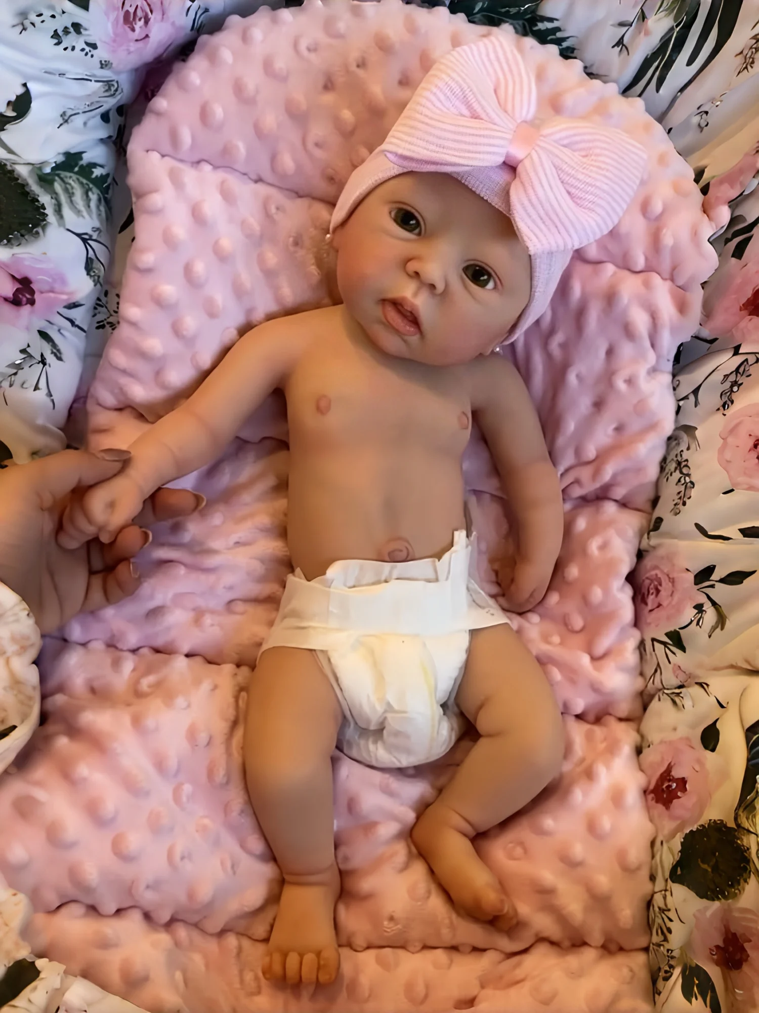 Boneca realista de silicone de 42cm para meninas, boneca reborn pintada realista com boca aberta, boneca de bebê recém-nascido, brinquedo para presente