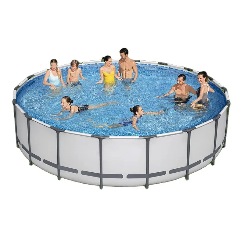 Large Round PVC & PC Stand Pool for Adults and Children Family-friendly Inflatable & Above Ground Spa Pool for Outdoor Swimming