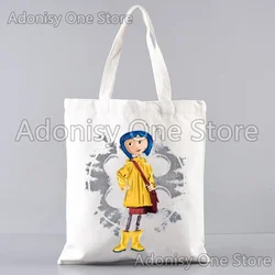 Coraline Shopper Bags for Women Resuable Tote Bag Harajuku Shopping Bag di grande capacità stampa Anime