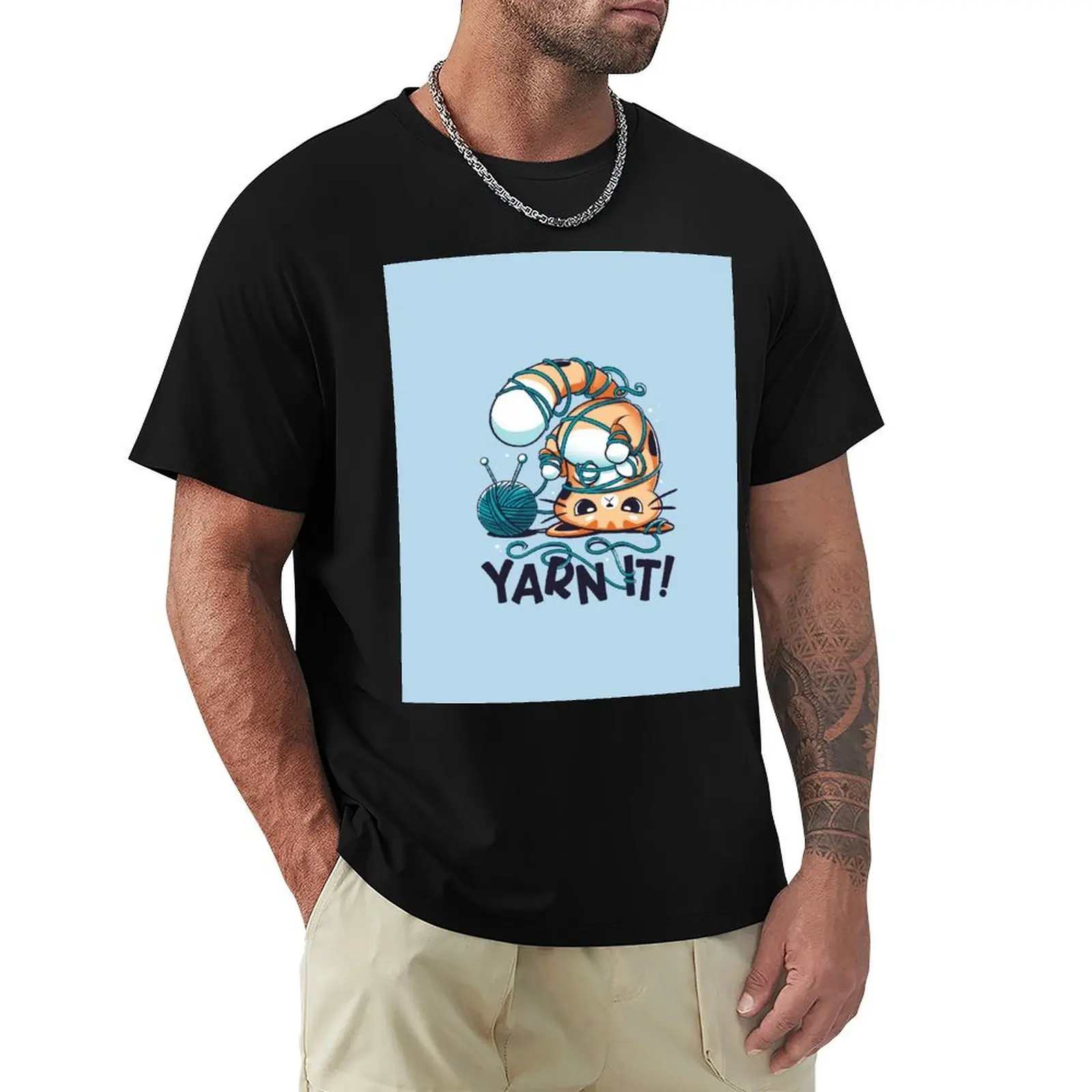 

Yarn It! - Cute Silly Cat T-Shirt topping vintage customs plus size men clothing
